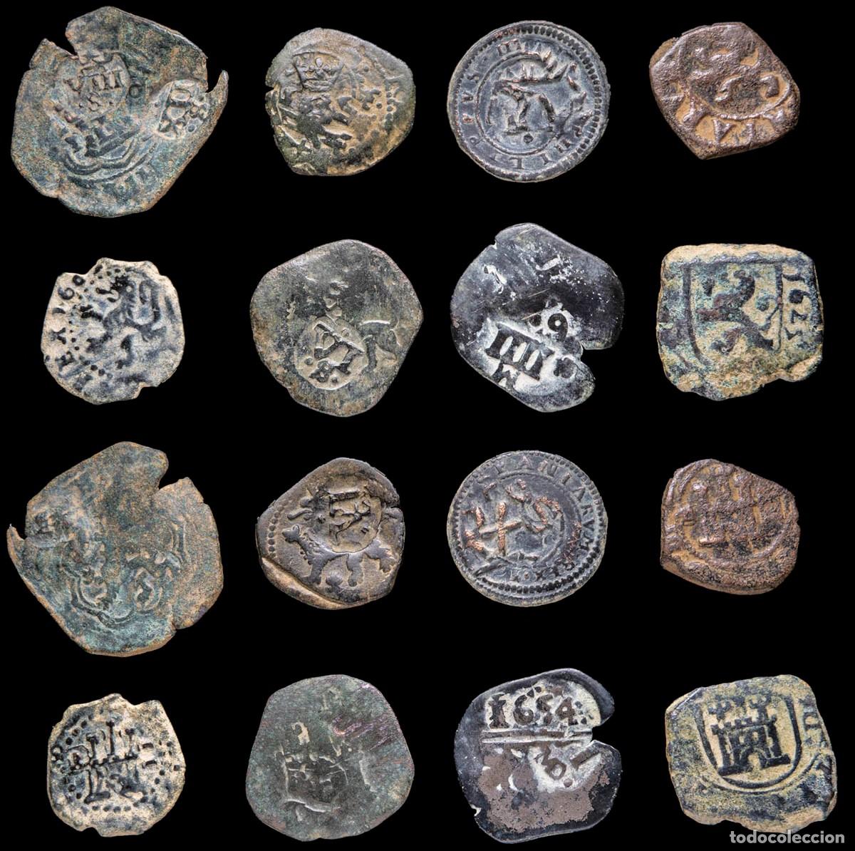 Monedas de Espa&ntilde;a: 17th-Century Spanish Copper Counterstamps (Spanish Cob), 8 Coins Lot