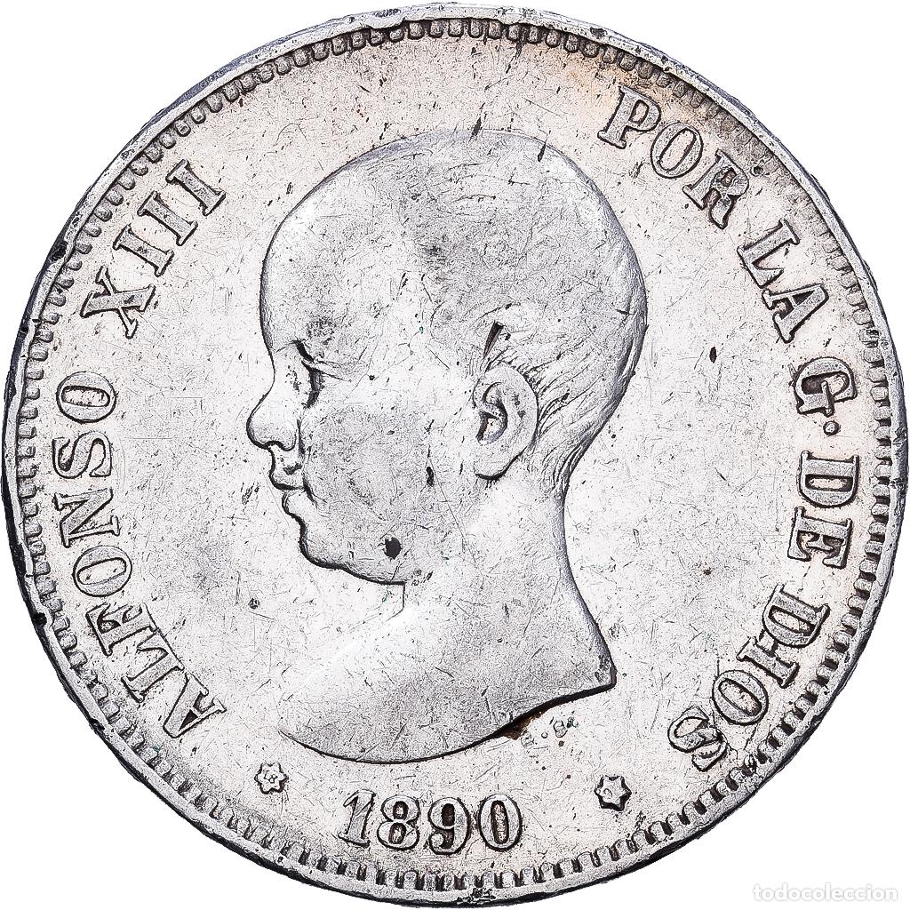Monedas de Espa&ntilde;a: [#1540086] Espa&ntilde;a, Alfonso XIII, 5 Pesetas, 1890, Barcelona, Plata, BC+, KM:689