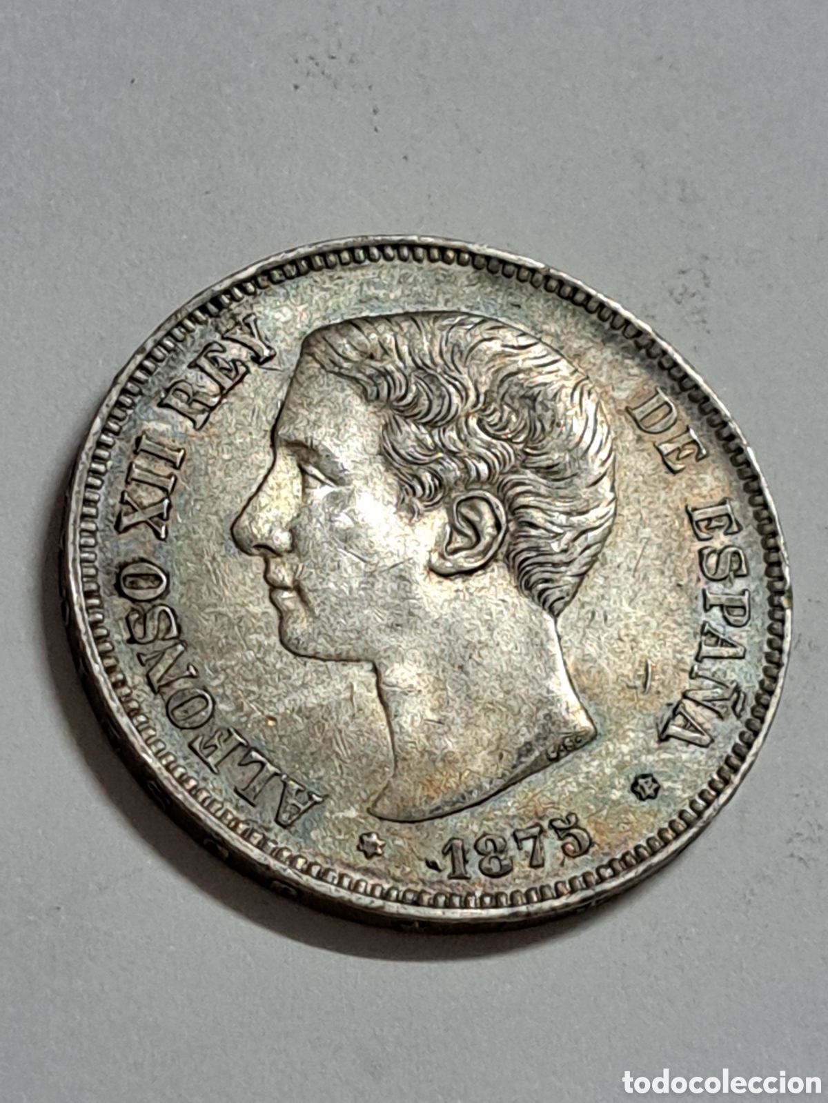 Monedas de Espa&ntilde;a: 5 pesetas de plata reinado de Alfonso XII a&ntilde;o 1885 estrellas visibles 18*75*