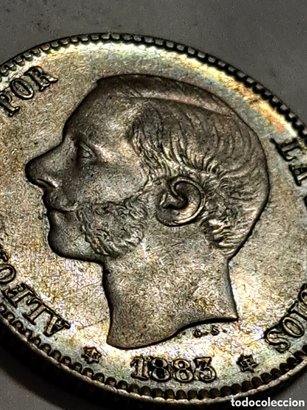 Monedas de Espa&ntilde;a: Peseta de plata Alfonso XII SIN CIRCULAR a&ntilde;o 1883 estrellas perfectas
