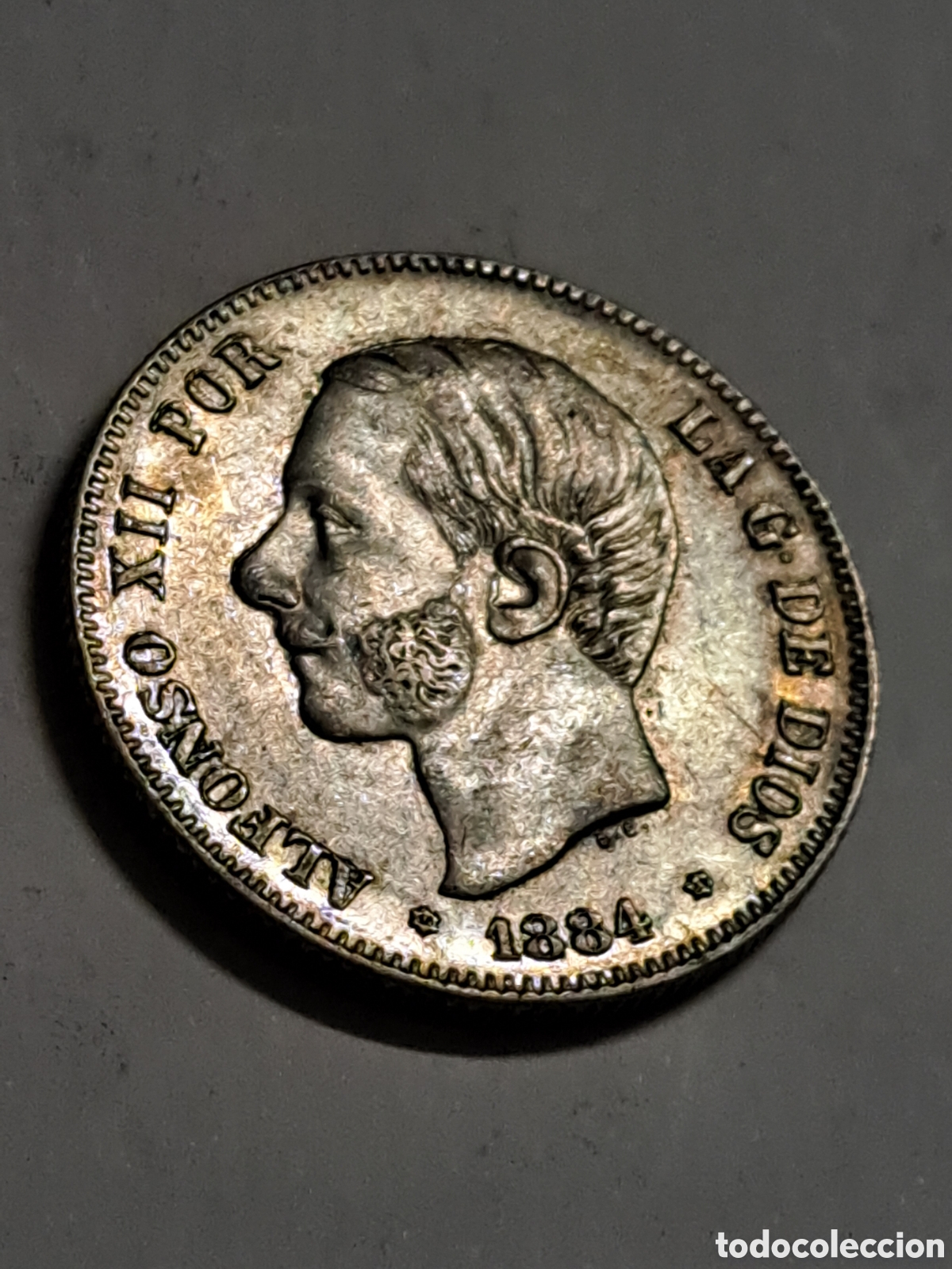 Monedas de Espa&ntilde;a: 2 pesetas de plata SIN CIRCULAR de Alfonso XII a&ntilde;o 1884 con estrellas perfectas