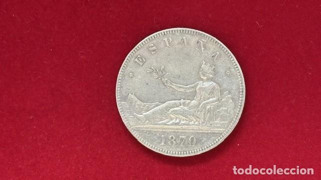 Monedas de Espa&ntilde;a: Gobierno provisional 5 ptas 1870 *18 *70, Madrid SNM AC 39, MBC,MBC +