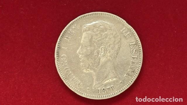 Monedas de Espa&ntilde;a: Amadeo I, 5 ptas 1871 *18 *73, 3 retocado Madrid DEM AC 39, MBC, MBC-