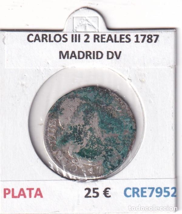 Monedas de Espa&ntilde;a: CRE7952 MONEDA ESPA&Ntilde;A CARLOS III 2 REALES 1787 MADRID DV PLATA