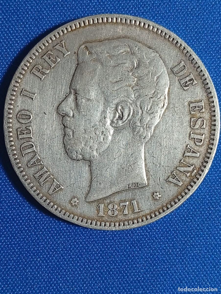 Monedas de Espa&ntilde;a: Moneda plata 5 ptas. Amadeo I 1871