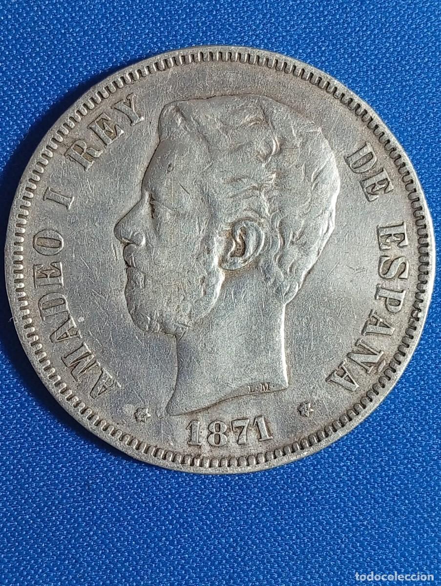Monedas de Espa&ntilde;a: Moneda plata 5 ptas. Amadeo I 1871