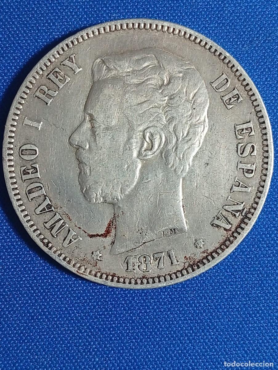 Monedas de Espa&ntilde;a: Moneda plata 5 ptas. Amadeo I 1871