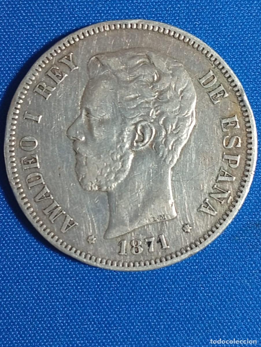 Monedas de Espa&ntilde;a: Moneda plata 5 ptas. Amadeo I 1871