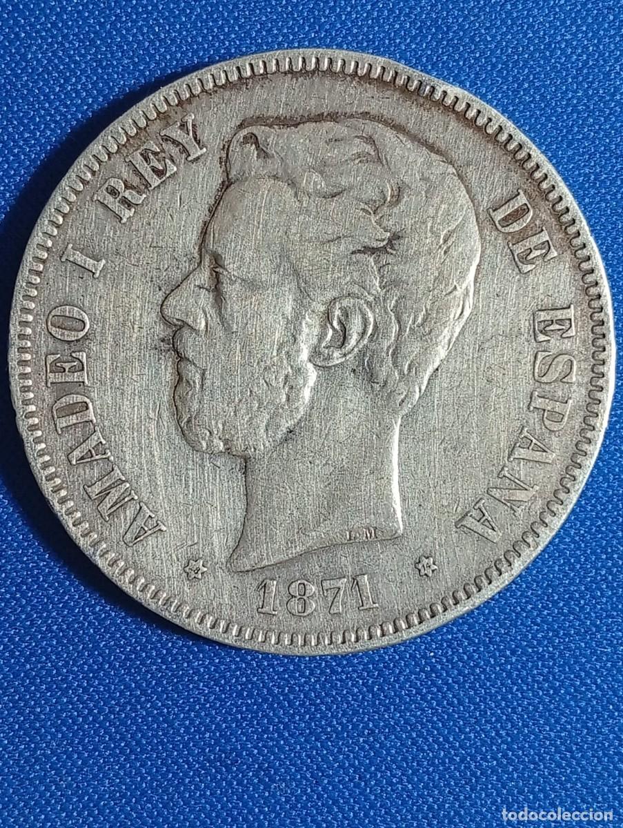 Monedas de Espa&ntilde;a: Moneda plata 5 ptas. Amadeo I 1871
