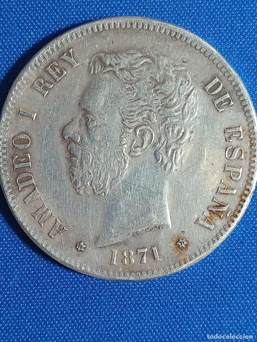 Monedas de Espa&ntilde;a: Moneda plata 5 ptas. Amadeo I 1871