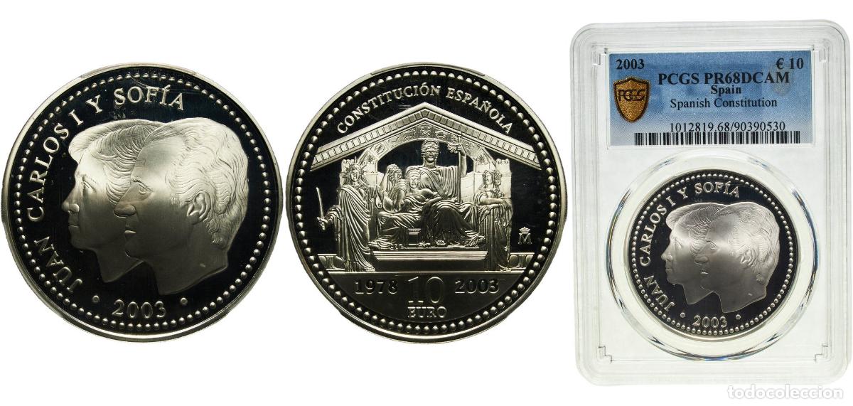 Monedas de Espa&ntilde;a: Spain Kingdom 2003 M 10 Euros - Juan Carlos I (Spanish Constitution) Silver (.925) Madrid Mint (300