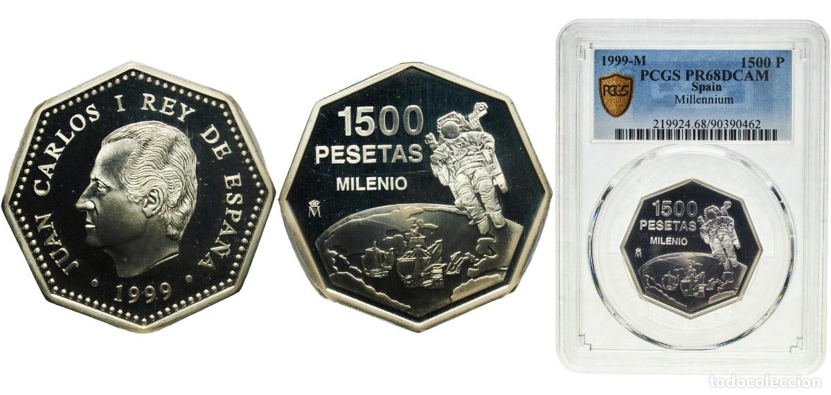 Monedas de Espa&ntilde;a: Spain Kingdom 1999 M 1500 Pesetas - Juan Carlos I (exploration) Silver (.925) (92.5% silver, 7.5% c