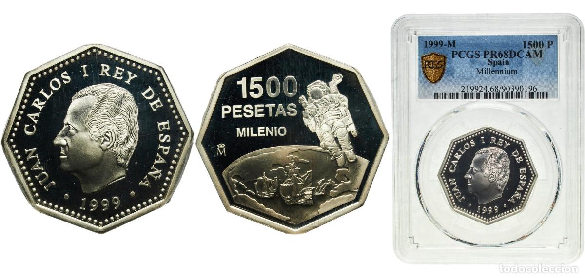 Monedas de Espa&ntilde;a: Spain Kingdom 1999 M 1500 Pesetas - Juan Carlos I (exploration) Silver (.925) (92.5% silver, 7.5% c