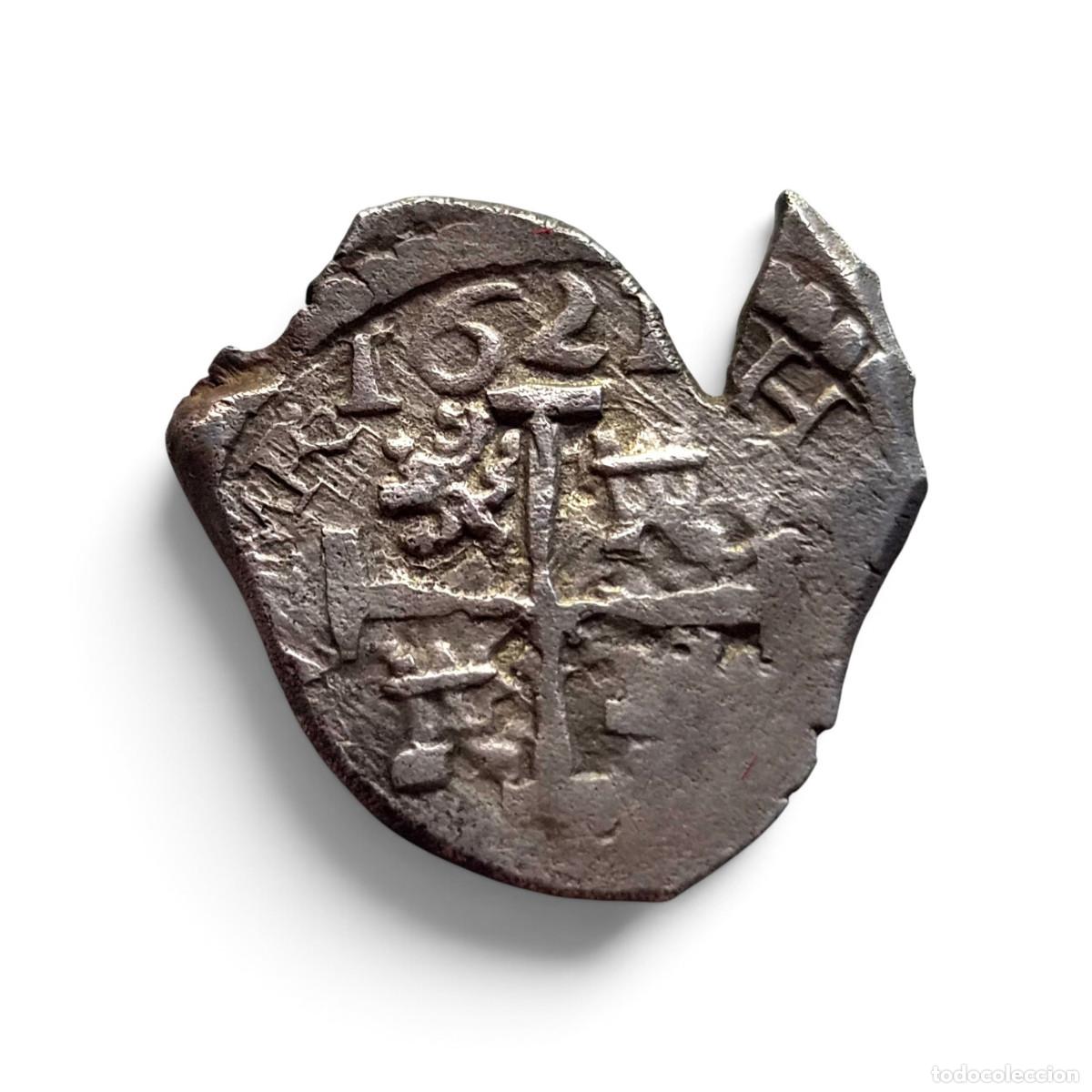 Monedas de Espa&ntilde;a: Felipe IV. Sevilla G. 1/2 real 1621. Muy Raro. Ag. Leones y Castillos. MBC/MBC+