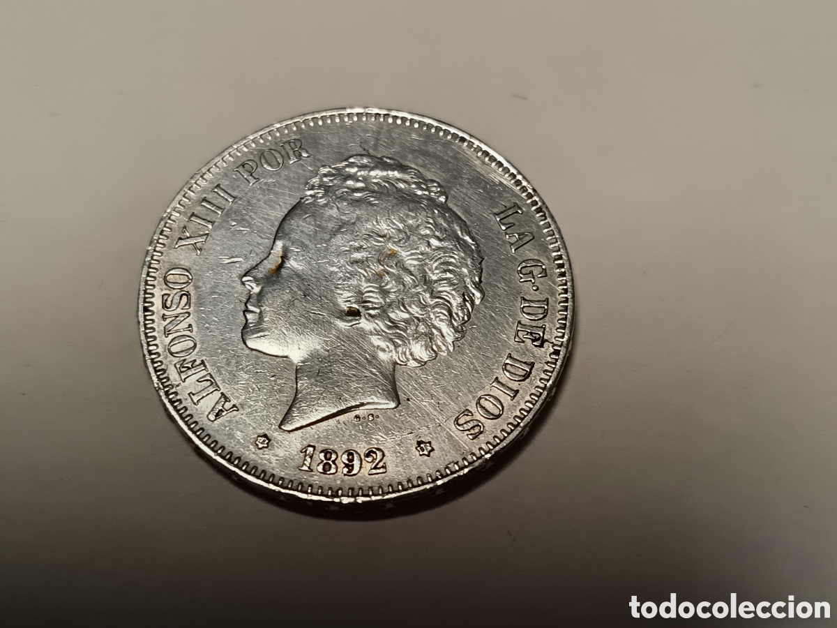 Monedas de Espa&ntilde;a: ALFONSO XIII, 1892*18*92, BONITA, MONEDA DE 5 PESETAS DE PALTA