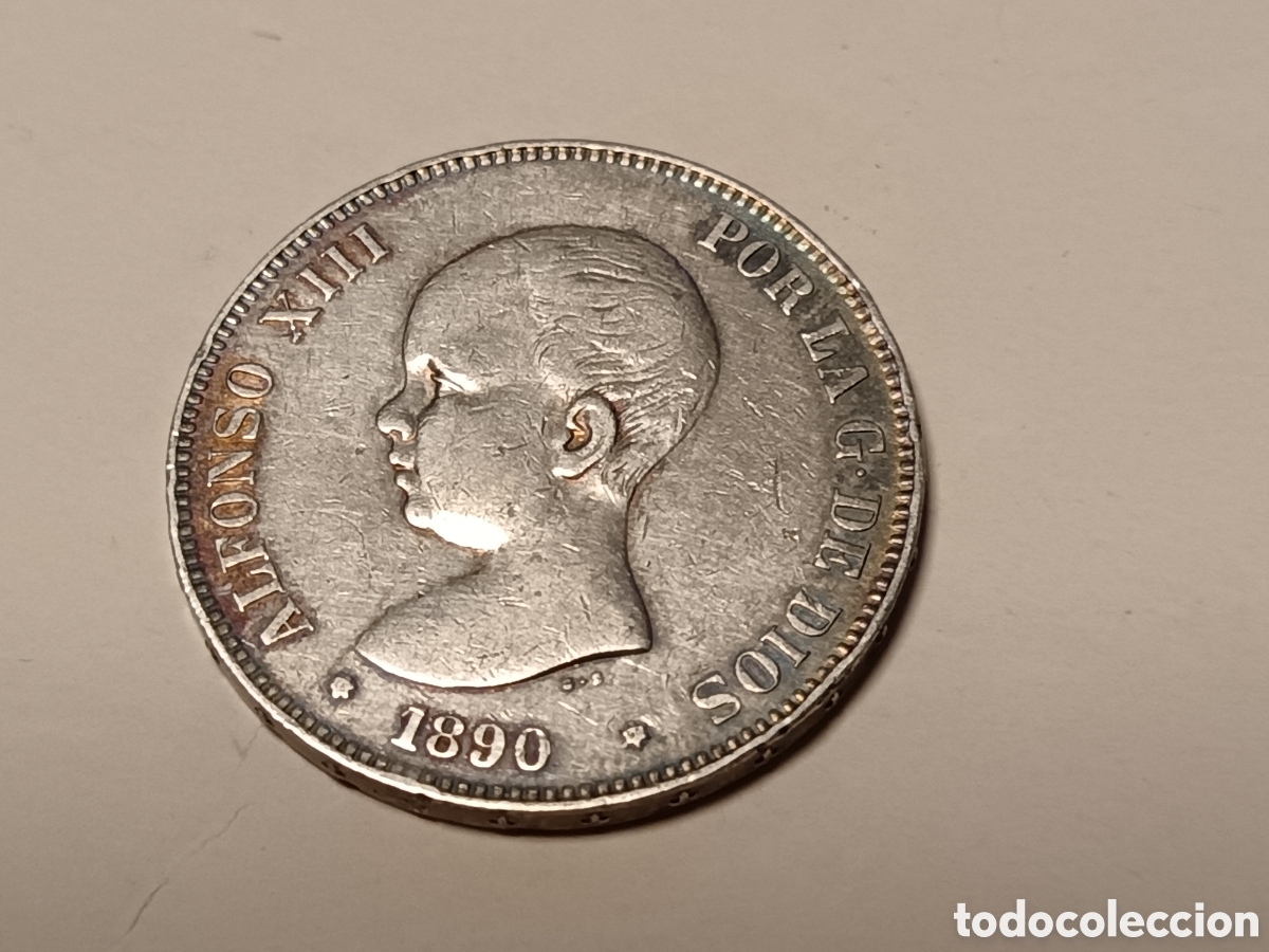 Monedas de Espa&ntilde;a: 1890*18*90 , MONEDA DE 5 PESETAS DE PLATA , ESPA&Ntilde;A , ORIGINAL