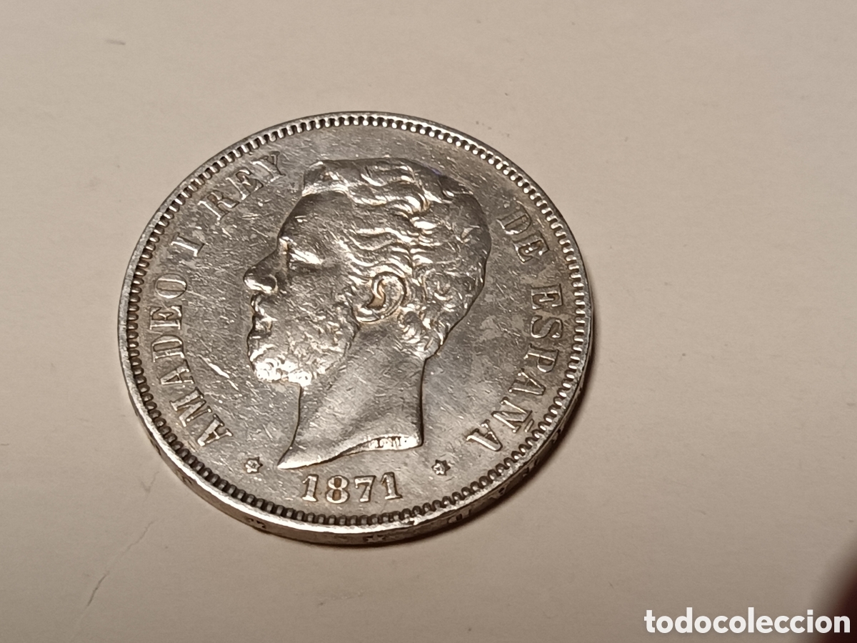 Monedas de Espa&ntilde;a: AMADEO DE 1871, MONEDA DE 5 PESETAS DE PLATA , ESPA&Ntilde;A , ORIGINAL