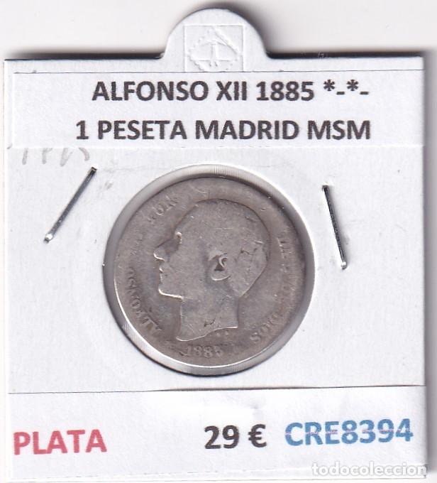 Monedas de Espa&ntilde;a: CRE8394 MONEDA ESPA&Ntilde;A ALFONSO XII 1885 *-*- 1 PESETA MADRID MSM PLATA