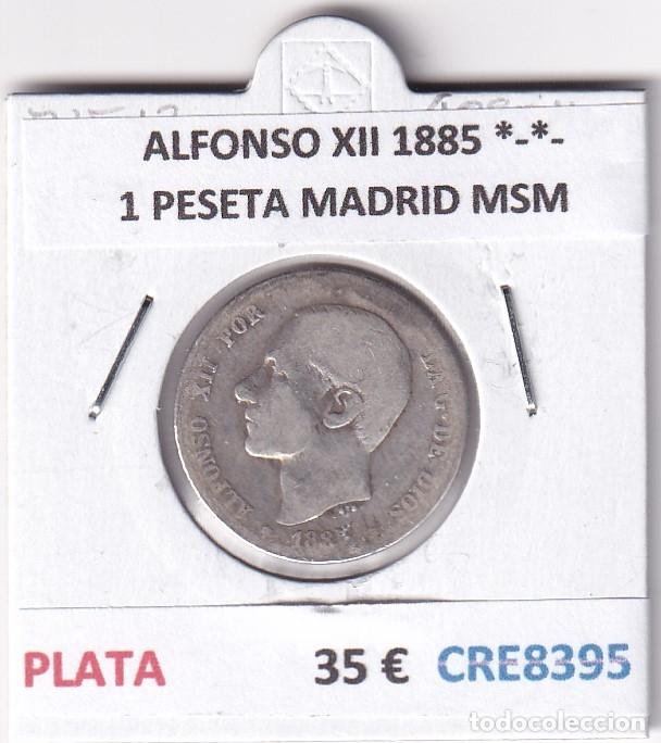 Monedas de Espa&ntilde;a: CRE8395 MONEDA ESPA&Ntilde;A ALFONSO XII 1885 *-*- 1 PESETA MADRID MSM PLATA