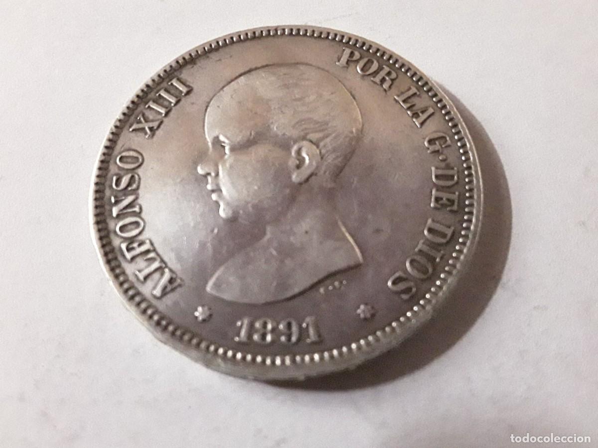 Monedas de Espa&ntilde;a: ESPA&Ntilde;A - 5 PESETAS DE PLATA ALFONSO XIII A&Ntilde;O 1891 *18-91. ESTRELLAS VISIBLES.