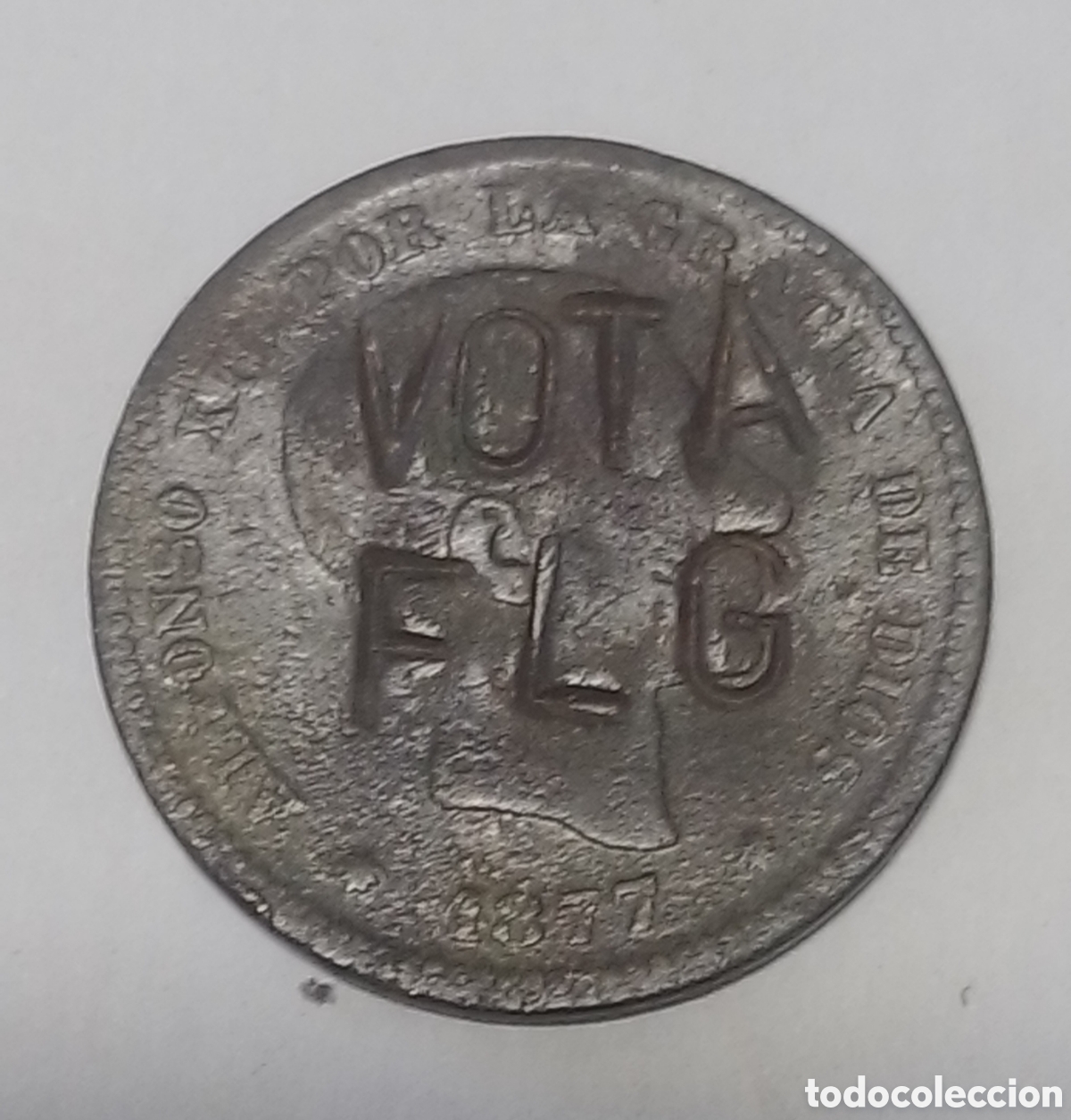 Monedas de Espa&ntilde;a: Antigua moneda resellada.