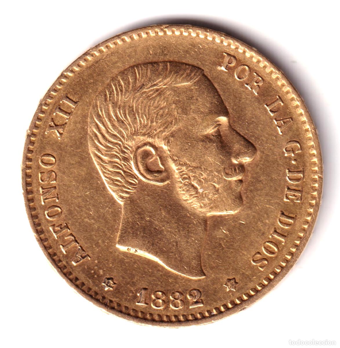 Monedas de Espa&ntilde;a: ESPA&Ntilde;A 25 pesetas oro 1882 MS.M. *18* *82* Rey Alfonso XII