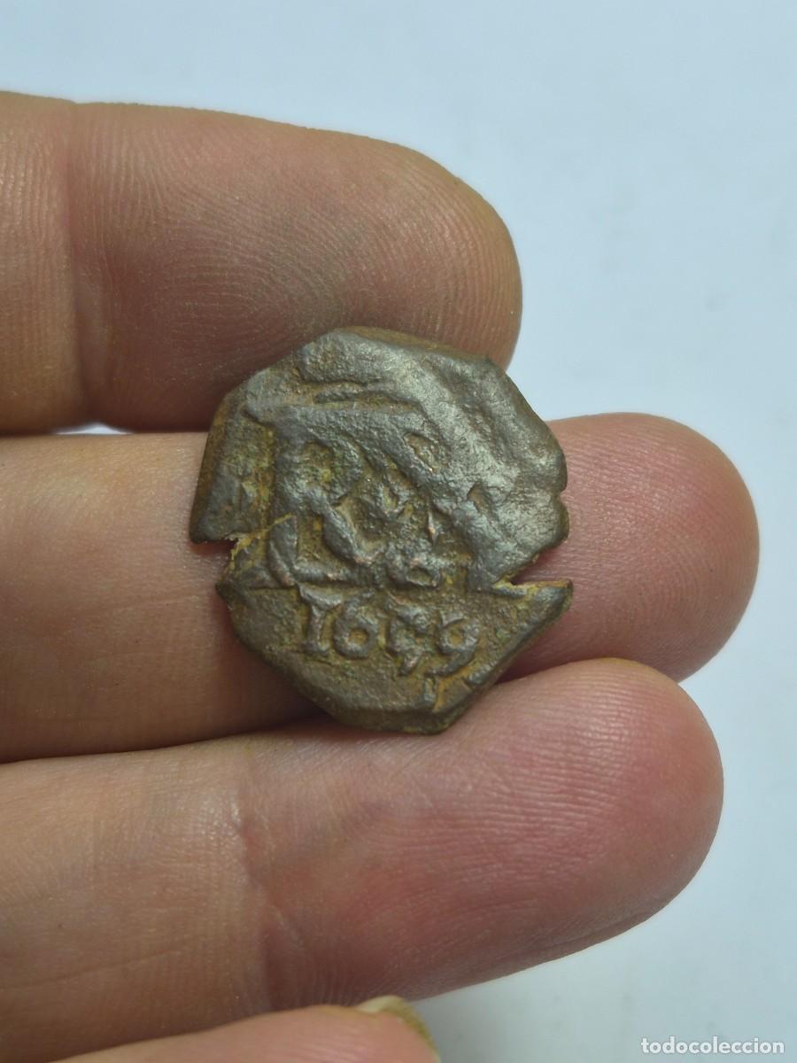 Monedas de Espa&ntilde;a: NT/ EXCELENTE RESELLO IIII MARAVEDIES 1659 CORU&Ntilde;A MUY ESCASA (E1387)