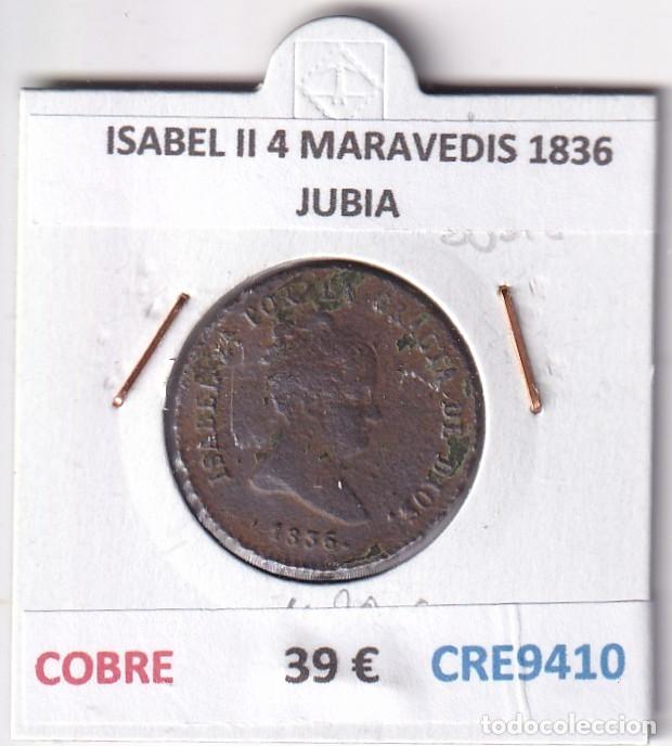 Monedas de Espa&ntilde;a: CRE9410 MONEDA ESPA&Ntilde;A ISABEL II 4 MARAVEDIS 1836 JUBIA COBRE