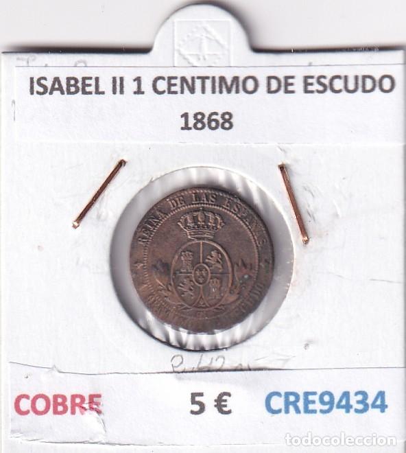 Monedas de Espa&ntilde;a: CRE9434 MONEDA ESPA&Ntilde;A ISABEL II 1 CENTIMO DE ESCUDO 1868