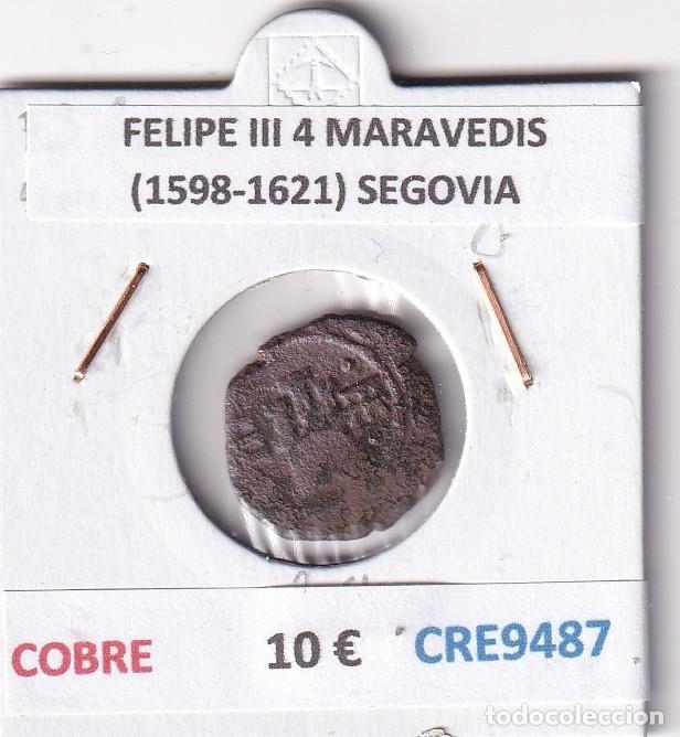 Monedas de Espa&ntilde;a: CRE9487 MONEDA ESPA&Ntilde;A FELIPE III 4 MARAVEDIS (1598-1621) SEGOVIA COBRE