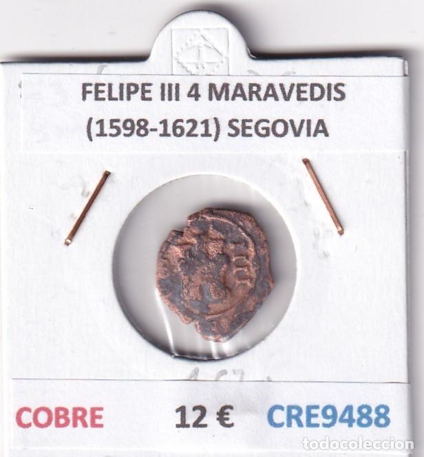 Monedas de Espa&ntilde;a: CRE9488 MONEDA ESPA&Ntilde;A FELIPE III 4 MARAVEDIS (1598-1621) SEGOVIA COBRE