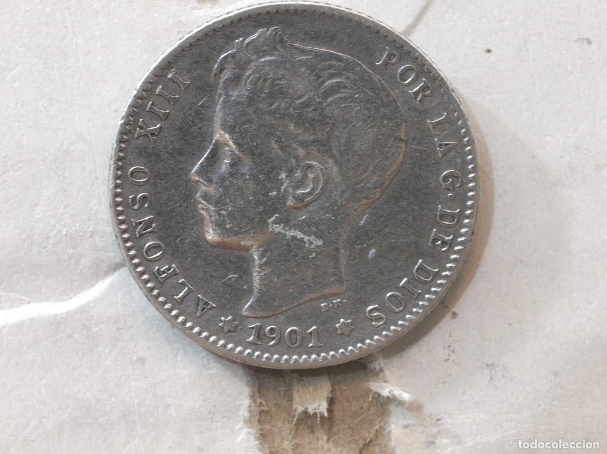 Monedas de Espa&ntilde;a: MONEDA DE 1 PESETA DE ALFONSO XIII 1901 ERRORES ACU&Ntilde;ACION