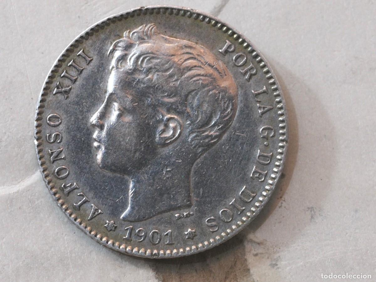 Monedas de Espa&ntilde;a: MONEDA DE 1 PESETA DE ALFONSO XIII 1901 ERRORES ACU&Ntilde;ACION