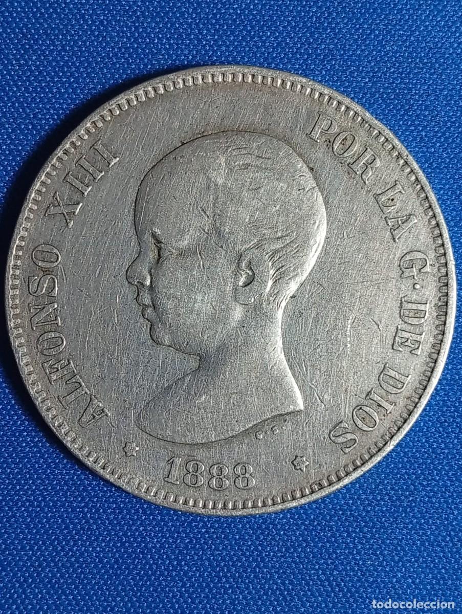 Monedas de Espa&ntilde;a: Moneda plata 5 ptas. Alfonso XIII 1888 estr. 18*88*