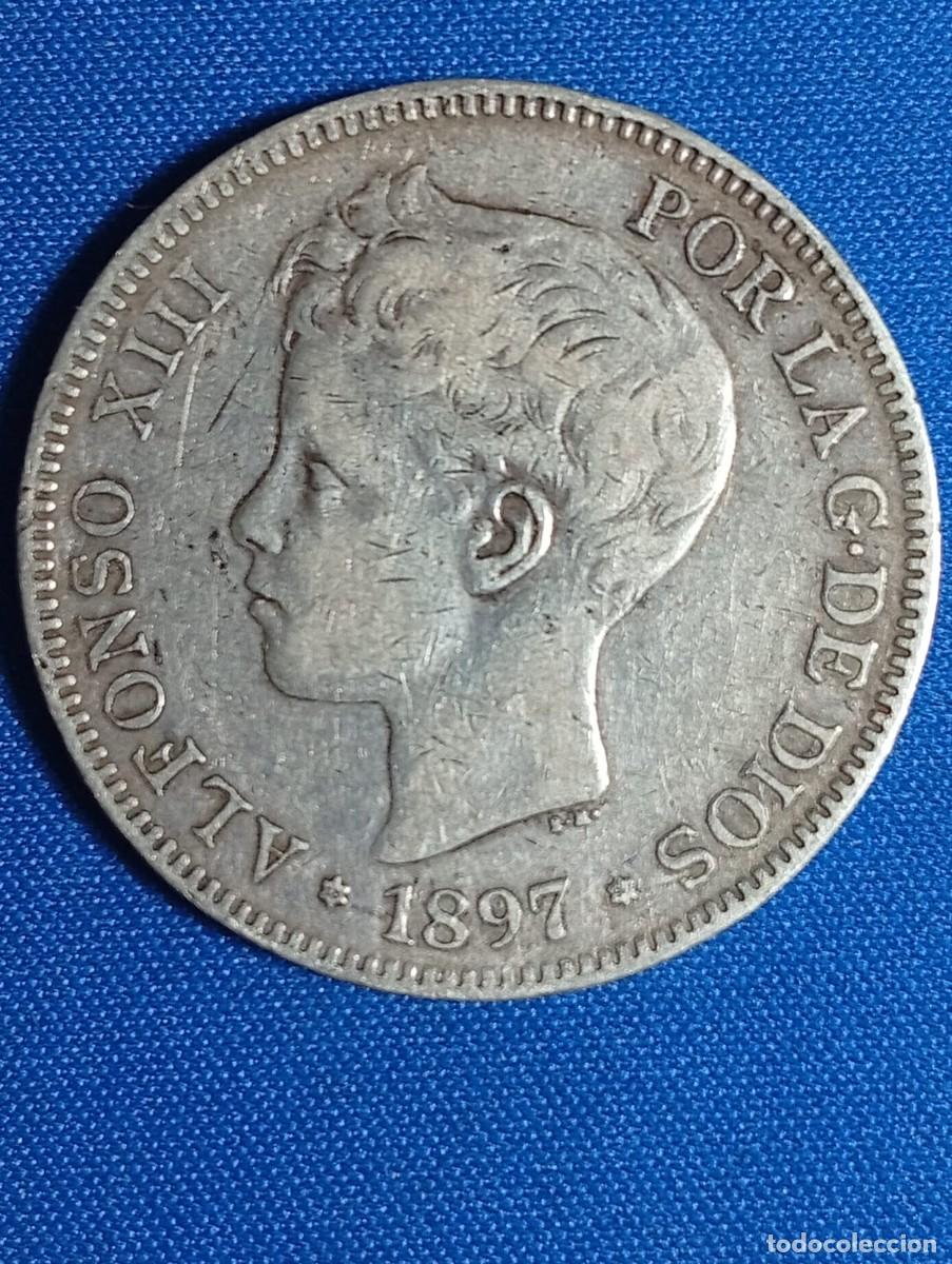 Monedas de Espa&ntilde;a: Moneda plata 5 ptas. Alfonso XIII 1897 estr. 18*97*