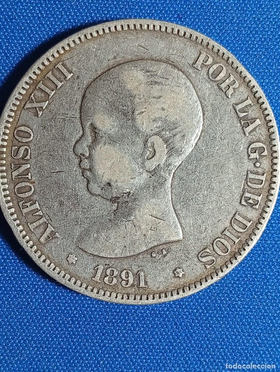 Monedas de Espa&ntilde;a: Moneda plata 5 ptas. Alfonso XIII 1891 estr. 18*91*