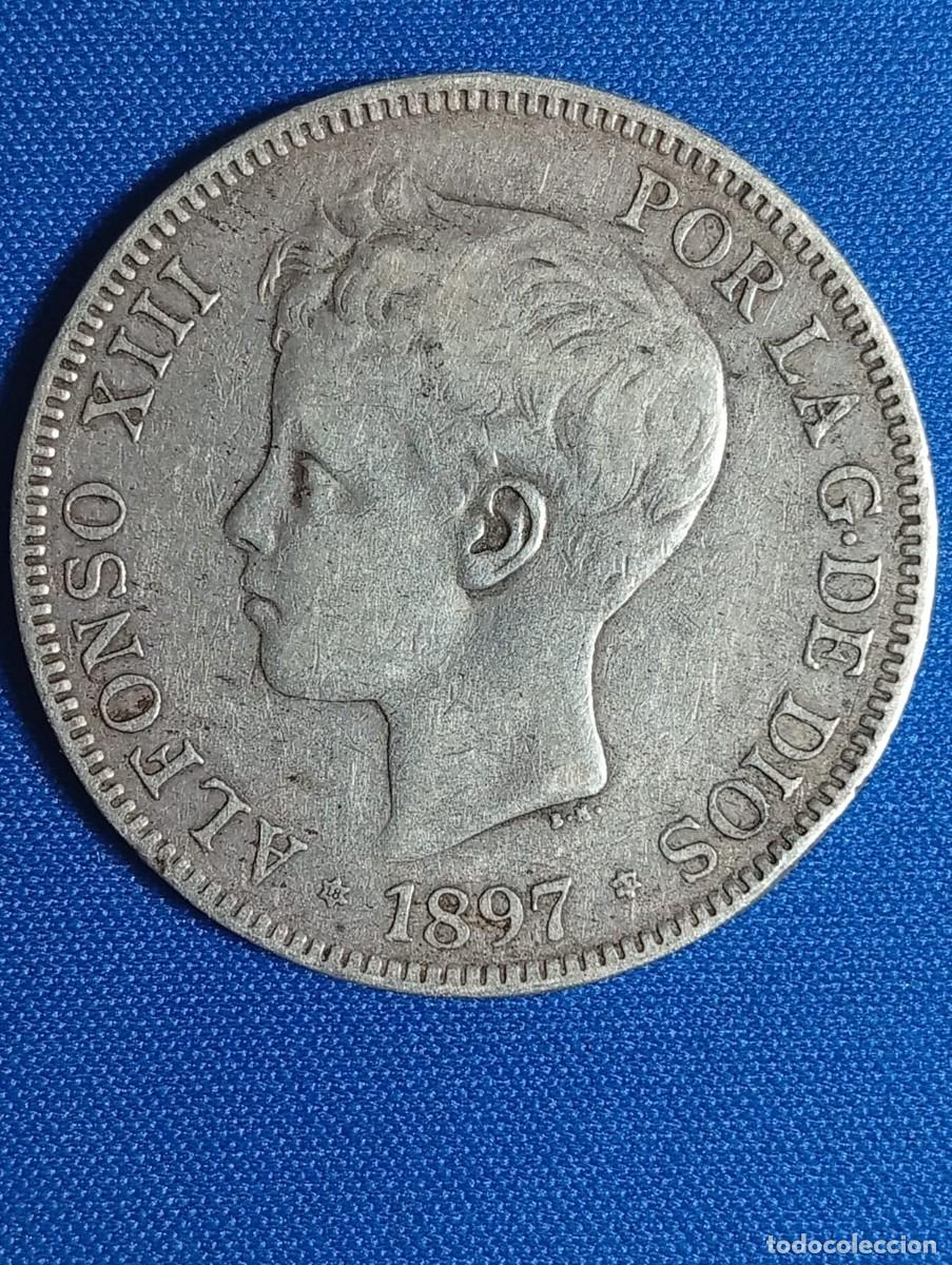Monedas de Espa&ntilde;a: Moneda plata 5 ptas. Alfonso XIII 1897 estr. 18*97*