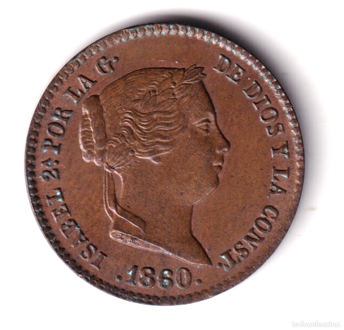 M&uuml;nzen von Spanien: ESPA&Ntilde;A 10 centimos de real 1860 Segovia S/C Reina Isabel II