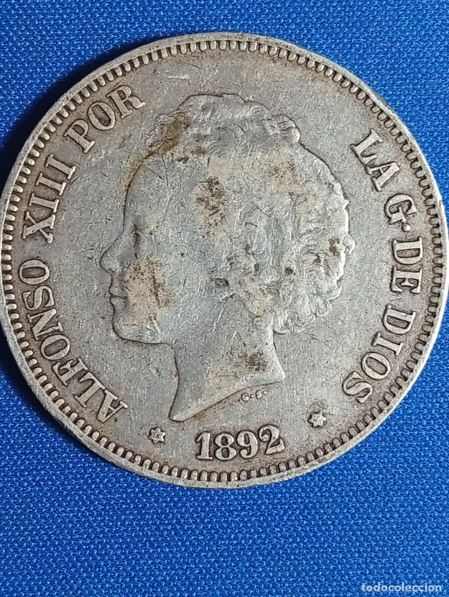 Monedas de Espa&ntilde;a: Duro de plata 900. Alfonso XIII 1892 estr. 18*92*