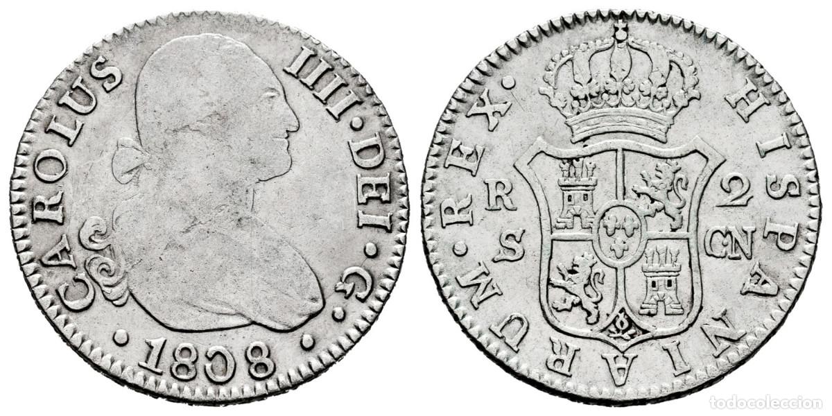 Monedas de Espa&ntilde;a: 2 reales Carlos IV Sevilla Moneda de plata Espa&ntilde;a 1808