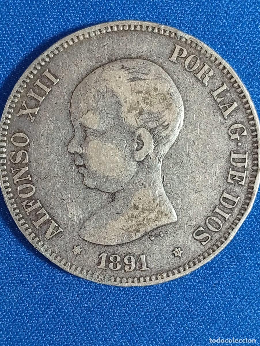 Monedas de Espa&ntilde;a: Moneda plata 5 ptas. Alfonso XIII 1891 estr. 18*91*