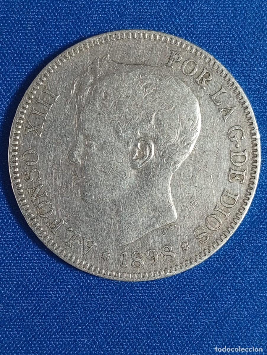 Monedas de Espa&ntilde;a: Moneda plata 5 ptas. Alfonso XIII 1898 estr. 18*98*