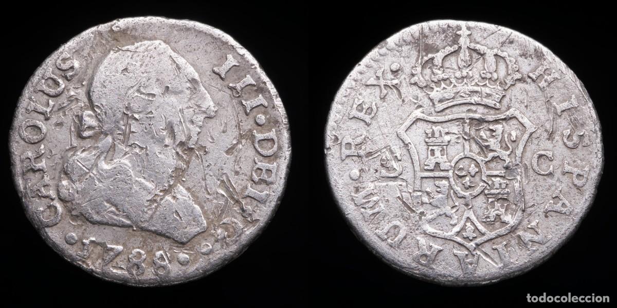 Monedas de Espa&ntilde;a: 1788, 1/2 Silver Real Charles III, Sevilla Mint - 14 mm / 1,44 gr.