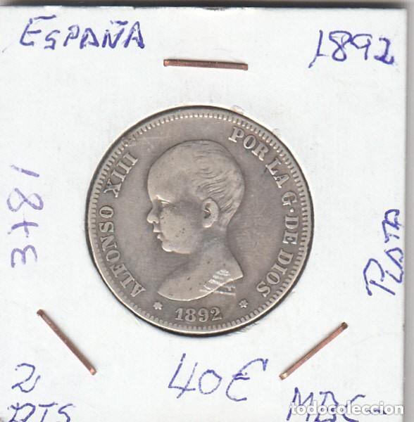 Monedas de Espa&ntilde;a: E3781 MONEDA ESPA&Ntilde;A 2 PESETAS ALFONSO XIII 1892 PLATA