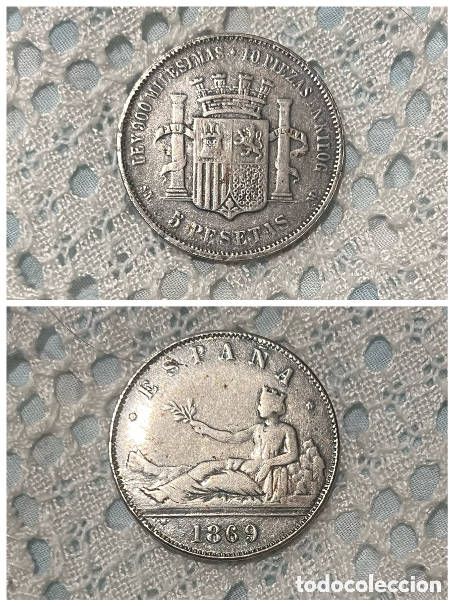 Monedas de Espa&ntilde;a: Moneda 5 pesetas 1869
