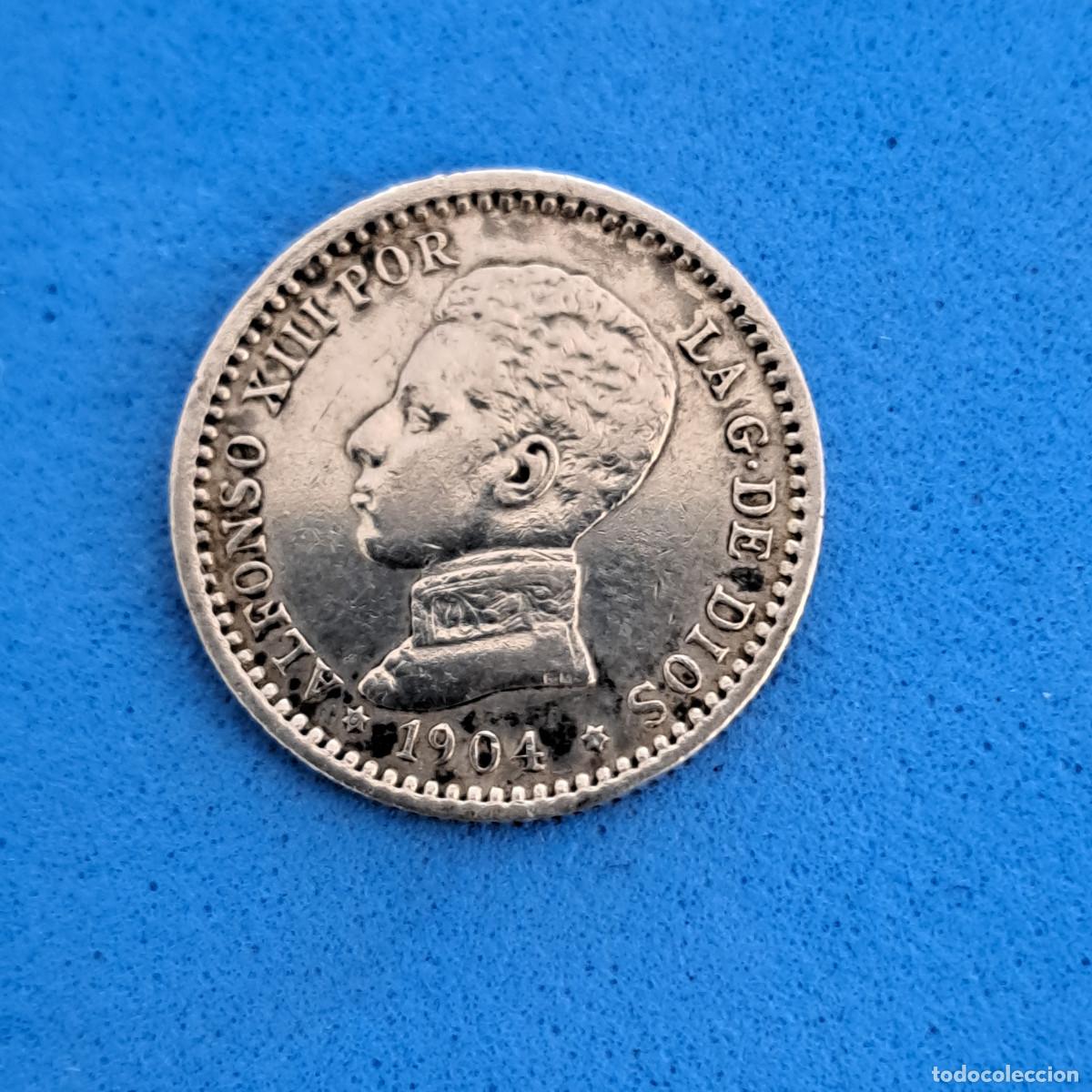Monedas de Espa&ntilde;a: MONEDA DE PLATA - A&Ntilde;O 1904 - CINCUENTA C&Eacute;NTIMOS - ALFONSO XIII - ESTRELLAS 0 y 4