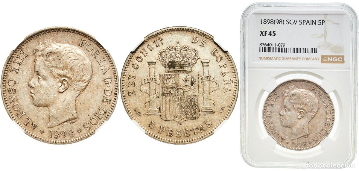Monedas de Espa&ntilde;a: Spain Kingdom 1898 18-98 SGV 5 Pesetas - Alfonso XIII (3rd portrait) Silver (.900) Madrid Mint (39
