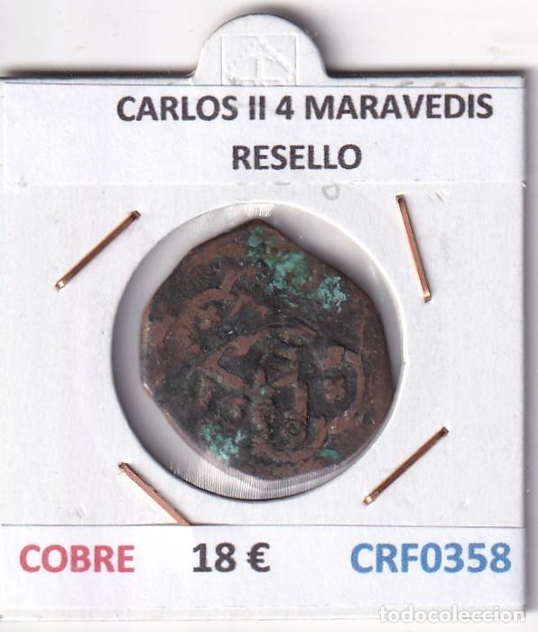Monedas de Espa&ntilde;a: CRF0358 MONEDA ESPA&Ntilde;A CARLOS II 4 MARAVEDIS RESELLO COBRE