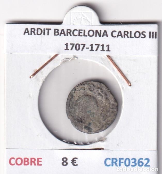 Monedas de Espa&ntilde;a: CRF0362 MONEDA ESPA&Ntilde;A ARDIT BARCELONA CARLOS III 1707-1711 COBRE