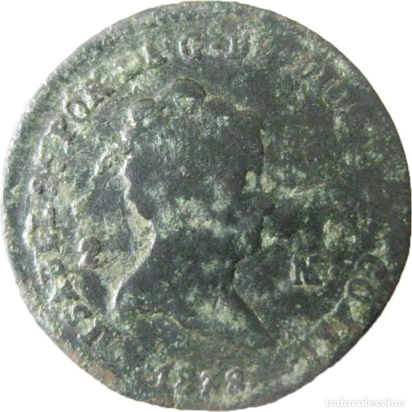 Monedas de Espa&ntilde;a: Espa&ntilde;a, Isabel II (1833-68) 2 Maraved&iacute;s 1838 Segovia, CAL-549./ Escasa./ La de las fotos.